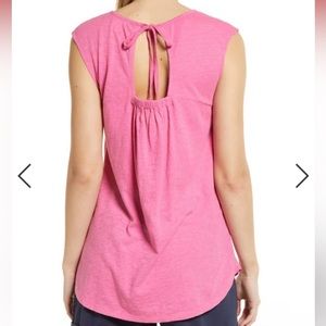 Caslon NWOT Small Pink Cap Sleeve Open Tie Back Cut Out T Shirt